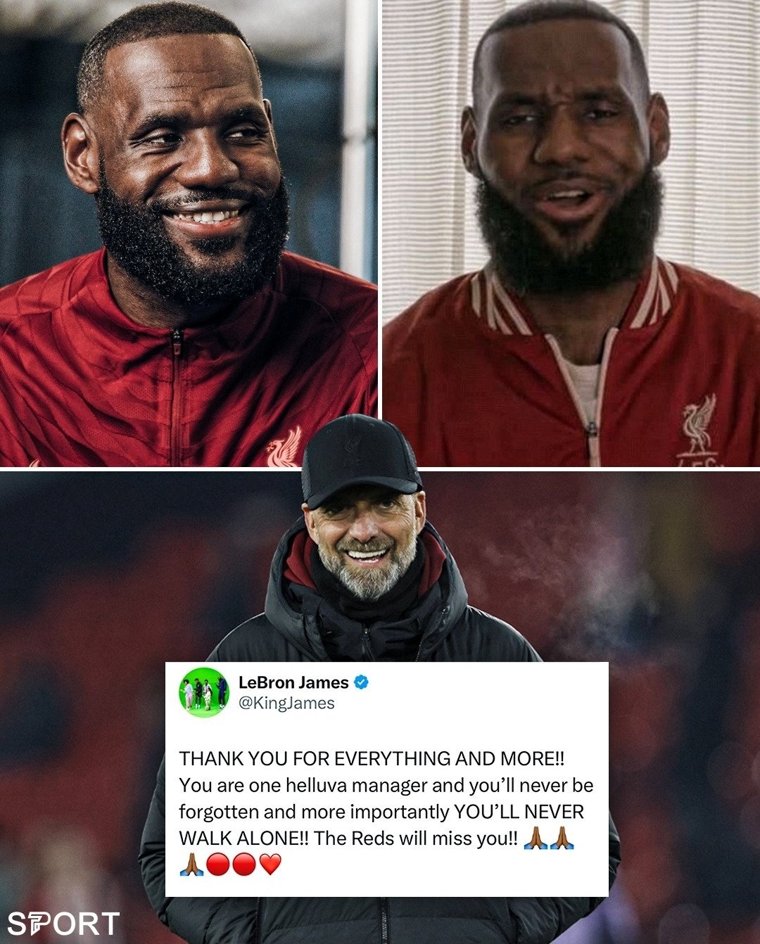 Pubity Sport on X: "Liverpool fan and stakeholder LeBron James thanked  Jurgen Klopp for everything he had done at for the club ️ LeGrateful   https://t.co/Zto5gCYSOK" / X