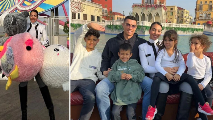 Ronaldo took his family to relax before the confrontation with Messi