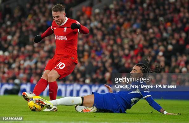 Liverpool's Alexis Mac Allister and Chelsea's Malo Gusto battle for... News  Photo - Getty Images