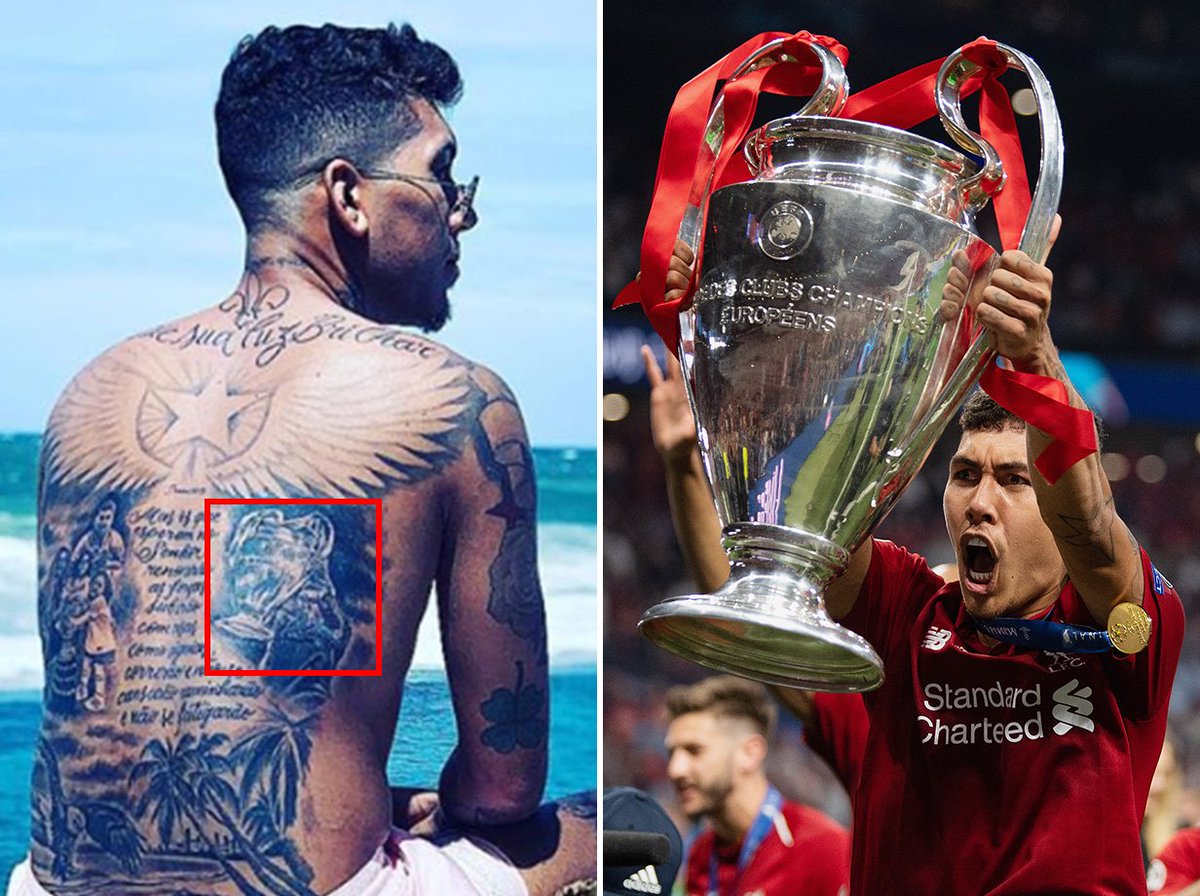 Mail Sport on X: "Roberto Firmino proudly shows off tattoo on his back of him  lifting Champions League trophy aloft https://t.co/n2I8cLfbQJ  https://t.co/R0ge48yRL6" / X