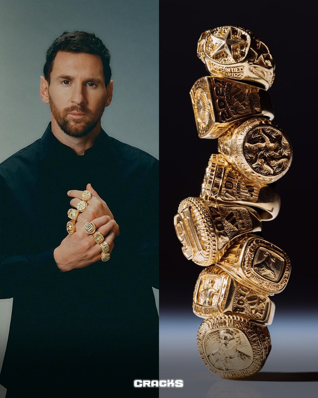 CRACKS on X: "Más REGALOS para MESSI. adidas entregó ocho anillos distintos a Lionel Messi representando cada uno de los balones de oro que ganó en su carrera. ¿Qué les parece?