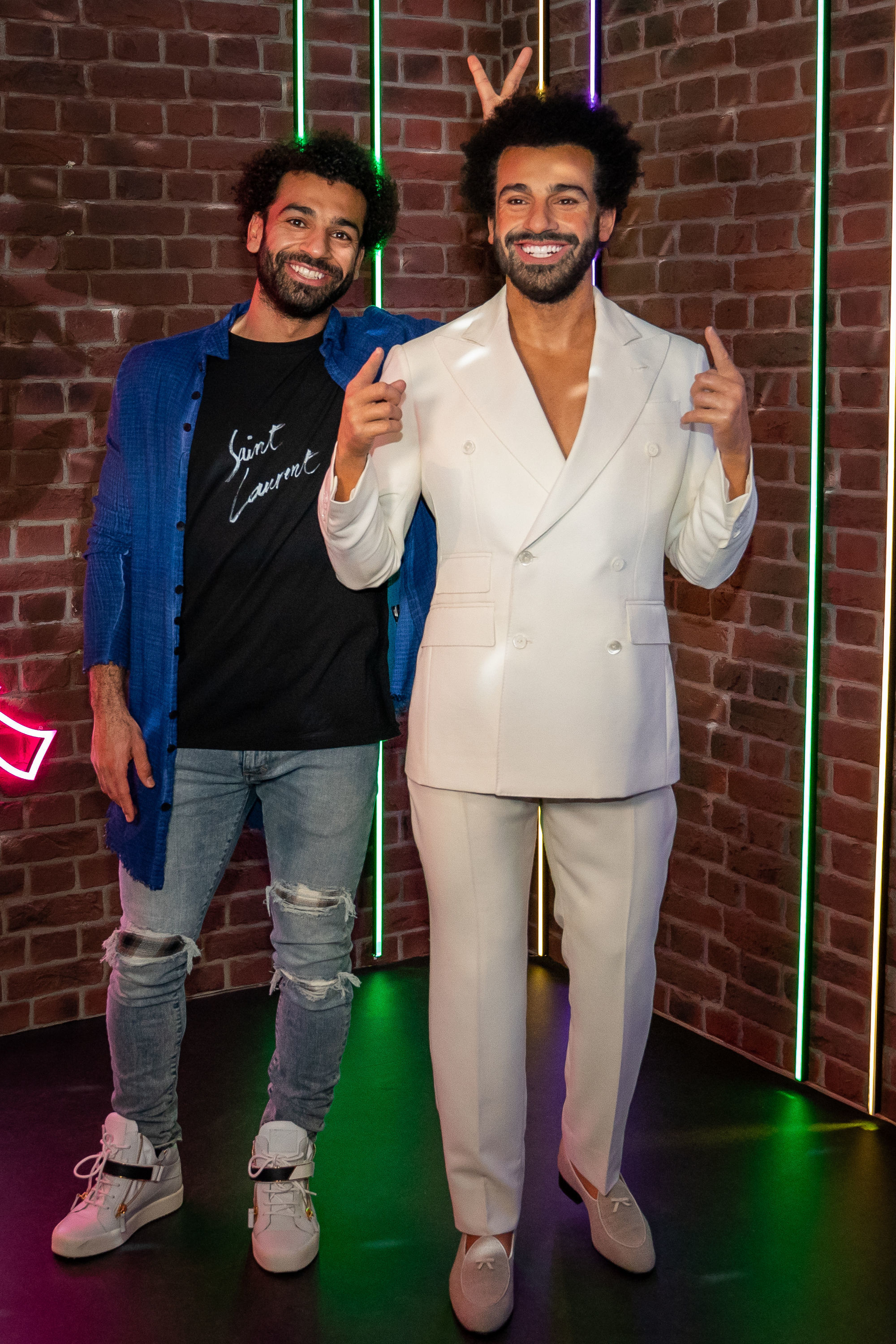 Salah enjoyed taking some funny pictures with his waxwork