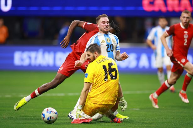 Maxime Crepeau clashed with Alexis Mac Allister in the build-up to Thursday's goal.